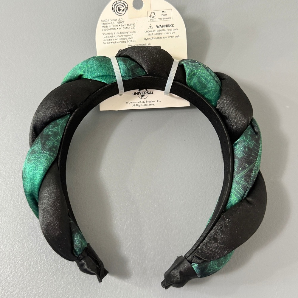 Wicked Elphaba Spa Satin Headband Conair Twisted Braid Black Green  Accessory - Picture 7 of 9